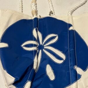 Sea Bags Maine Tote | Upcycled Sailcloth Blue & White Rope Handle
